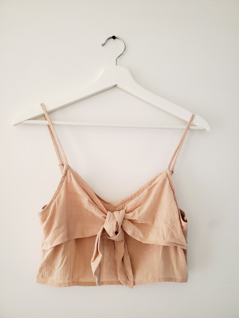aerie Blush Tie-Front Spaghetti Strap Crop Camisole